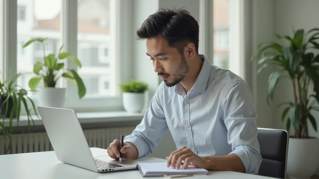 Professional workspace with digital tools and modern technology setup