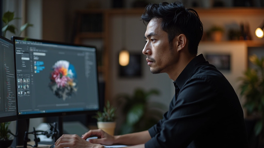 Designer working with graphic design and digital art software