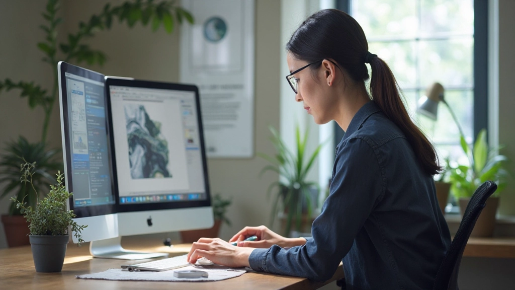 Creative workspace setup showing multiple design tools and monitors in a professional environment